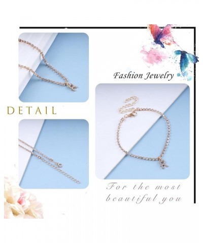 Initial Ankle Bracelet Gold Crystal Chain Tennis Anklet CZ Letter A Ankle Chain Hip Hop Diamond A Alphabet Anklet Beach Weddi...