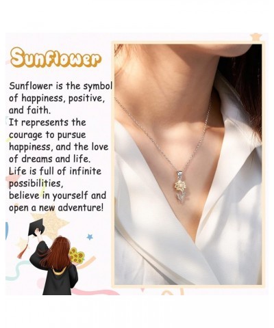 Sunflower Necklace, Sunflower Gifts Ideas for Daughter Niece Bestfriend Women Teenage Teen Girls Jewelry Graduation $12.75 Ne...