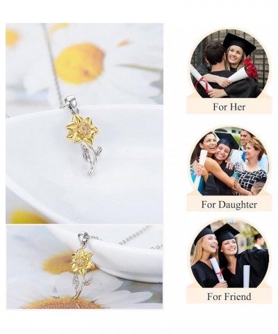 Sunflower Necklace, Sunflower Gifts Ideas for Daughter Niece Bestfriend Women Teenage Teen Girls Jewelry Graduation $12.75 Ne...