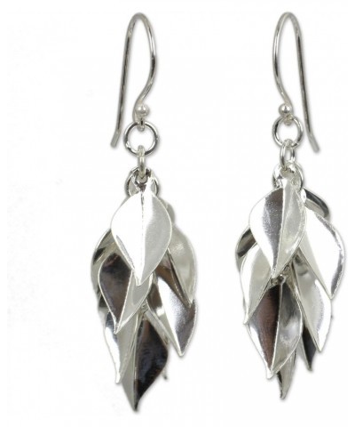 Artisan Handmade .925 Sterling Silver Cluster Earrings Crafted Dangle Waterfall Thailand 'Silver Leaves' $16.77 Earrings