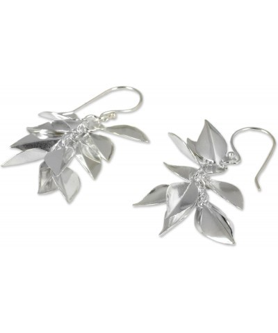 Artisan Handmade .925 Sterling Silver Cluster Earrings Crafted Dangle Waterfall Thailand 'Silver Leaves' $16.77 Earrings