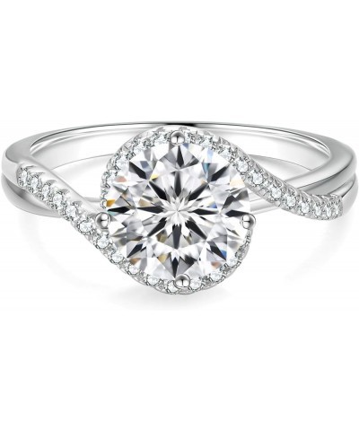 Moissanite Rings for Women, 0.5CT/1CT/1.5 CT/2CT Lab Created Diamond Engagement Rings, D Color VVS1 Clarity Brilliant Round C...