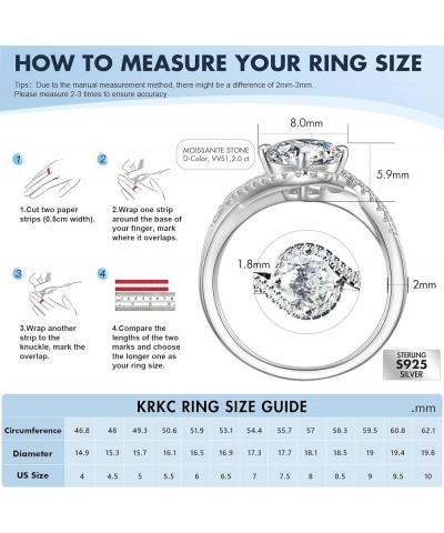 Moissanite Rings for Women, 0.5CT/1CT/1.5 CT/2CT Lab Created Diamond Engagement Rings, D Color VVS1 Clarity Brilliant Round C...