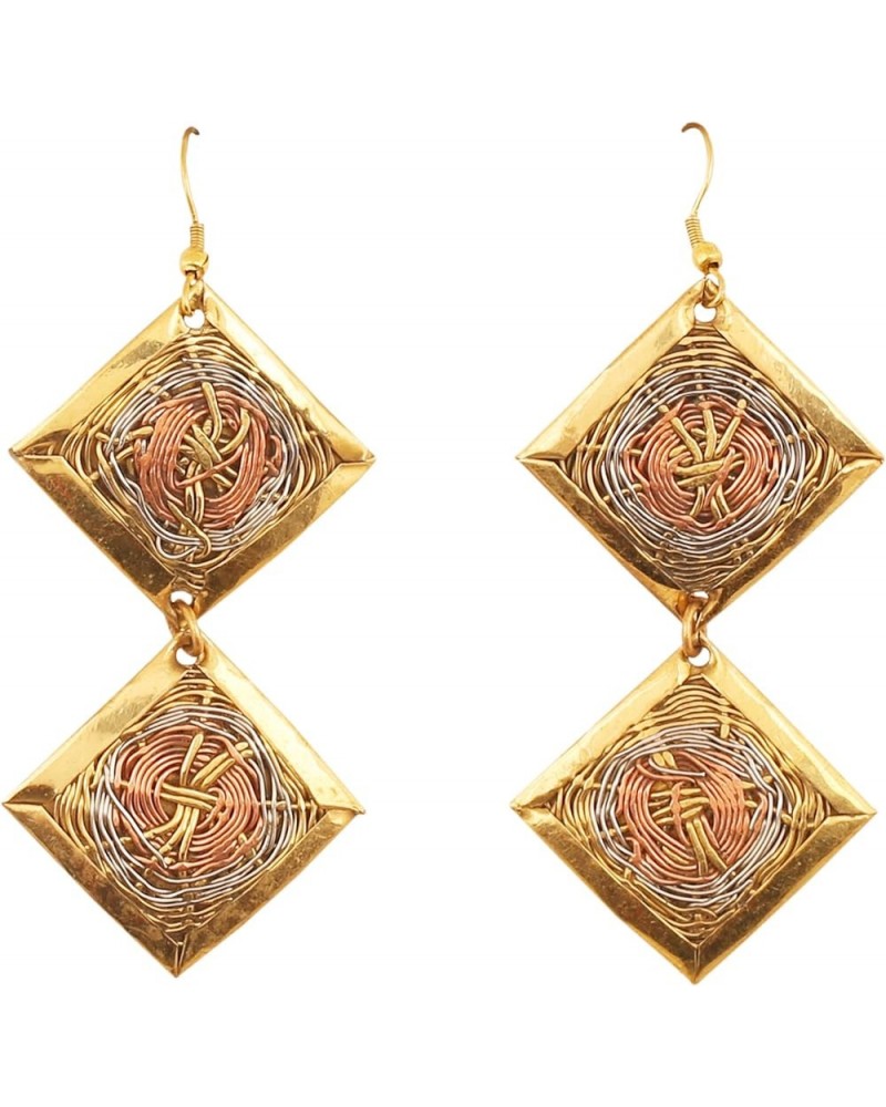 Indian Finely Handcrafted Basket Weave Wire Concentric Pretty Artisan Designer Jewelry Earrings for Women. Gold $11.59 Earrings