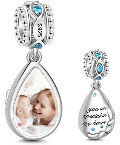 Teardrop Shape Photo Custom Charm with Engraving Words You Are Special In My Heart Sterling Silver Personalized Picture Charm...