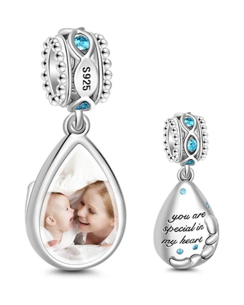 Teardrop Shape Photo Custom Charm with Engraving Words You Are Special In My Heart Sterling Silver Personalized Picture Charm...