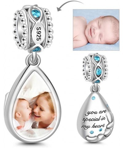 Teardrop Shape Photo Custom Charm with Engraving Words You Are Special In My Heart Sterling Silver Personalized Picture Charm...