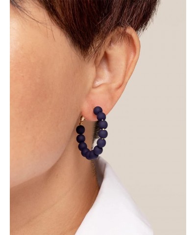 Beaded Hoop Fashion Earrings Bohemian Circle Round Bead Earrings Chic Dangle Earrings for Women Girls Navy $15.65 Earrings