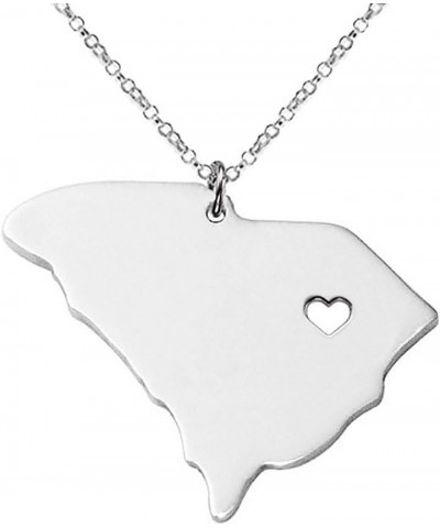 18K Gold Silver Country Map Charm Pendant South Carolina State Map Necklace Jewelry Silver $7.55 Necklaces