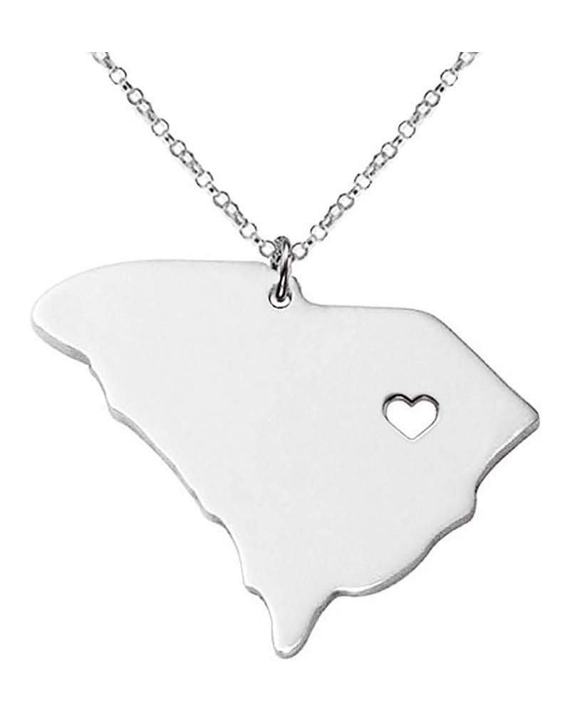 18K Gold Silver Country Map Charm Pendant South Carolina State Map Necklace Jewelry Silver $7.55 Necklaces