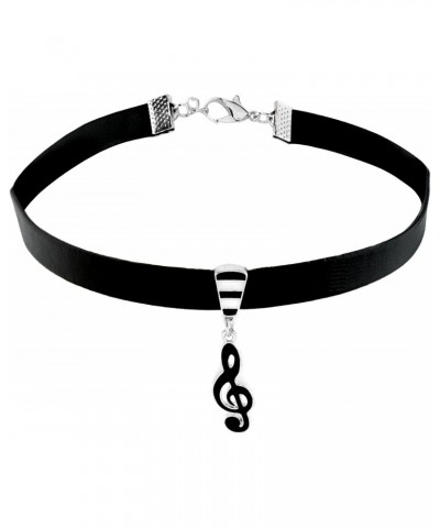 Synthetic Leather Charm Necklace Choker (Music Note) $7.55 Necklaces