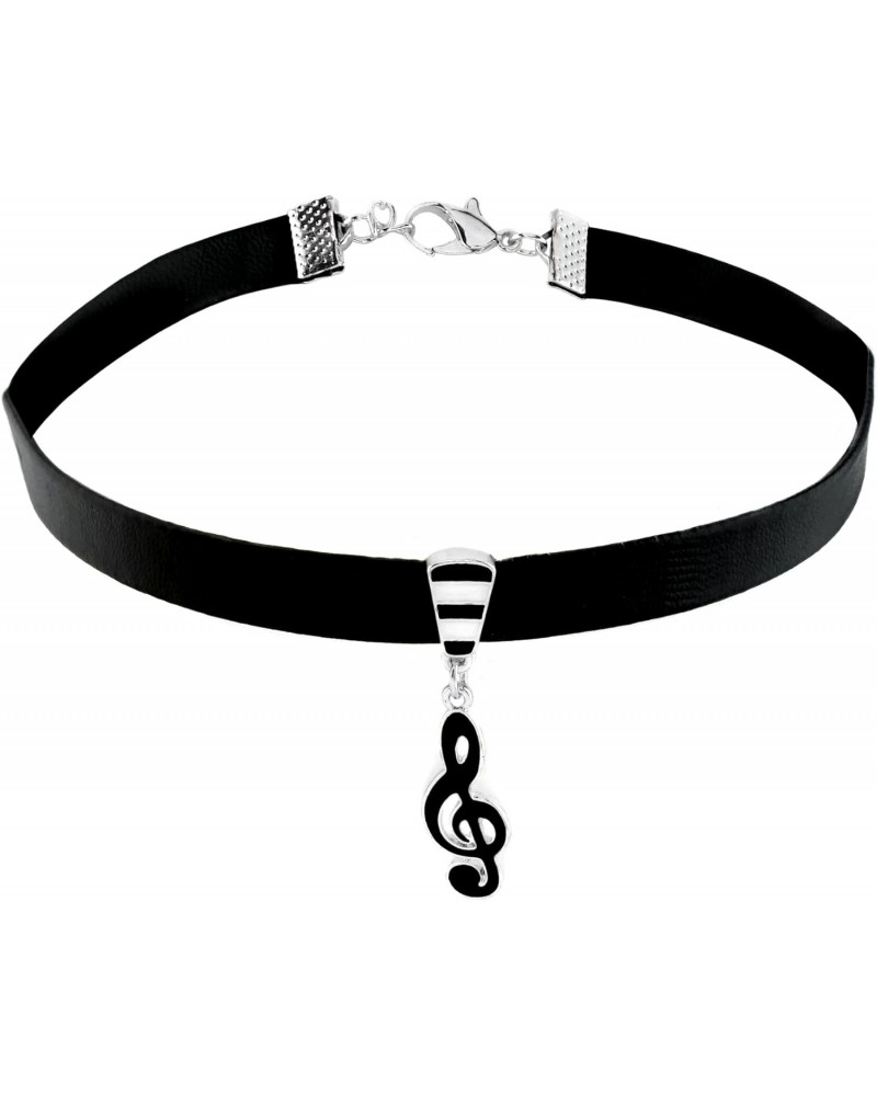 Synthetic Leather Charm Necklace Choker (Music Note) $7.55 Necklaces