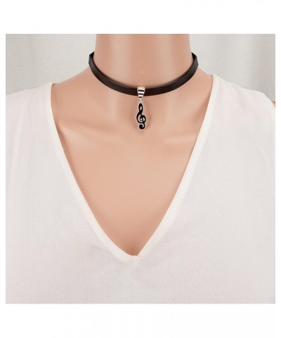 Synthetic Leather Charm Necklace Choker (Music Note) $7.55 Necklaces