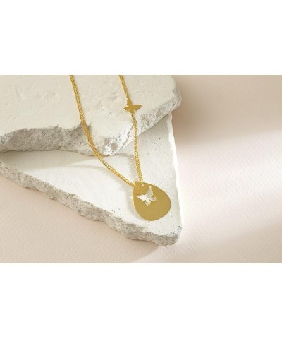 18K Gold & White Gold Plated 18 Inch Necklace Butterfly Figured Gold Plated $17.20 Necklaces