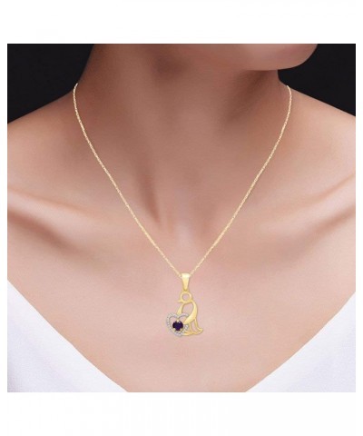 Round Cut Simulated Birthstone & White Cubic Zirconia Penguin Heart Pendant Necklace Jewelry Gift for Women Along With 18" Si...