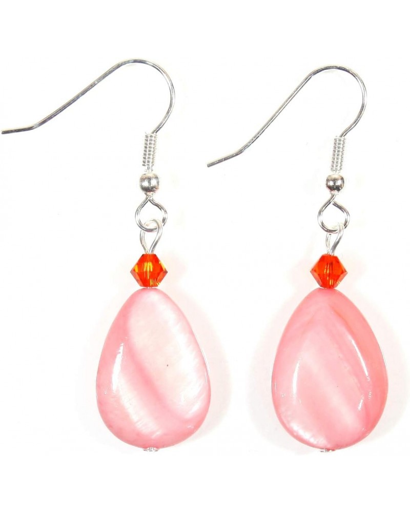 Coral Lagoon", Light Coral Color Mother-of-pearl Earrings with Silvertone Wires $10.37 Earrings