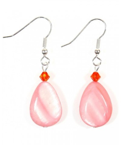 Coral Lagoon", Light Coral Color Mother-of-pearl Earrings with Silvertone Wires $10.37 Earrings