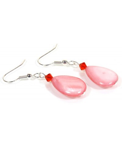 Coral Lagoon", Light Coral Color Mother-of-pearl Earrings with Silvertone Wires $10.37 Earrings