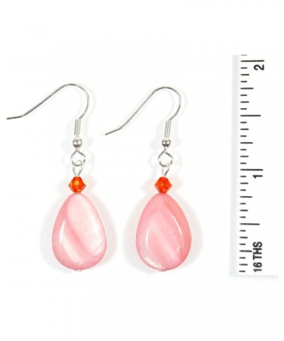 Coral Lagoon", Light Coral Color Mother-of-pearl Earrings with Silvertone Wires $10.37 Earrings