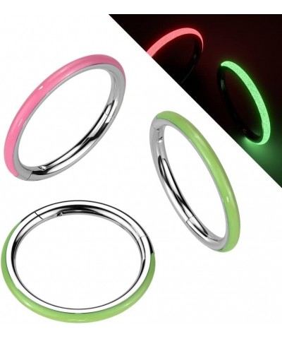 16GA F136 Implant Grade Titanium Glow in the Dark Lined Hinged Segment Ring Pink $10.09 Body Jewelry