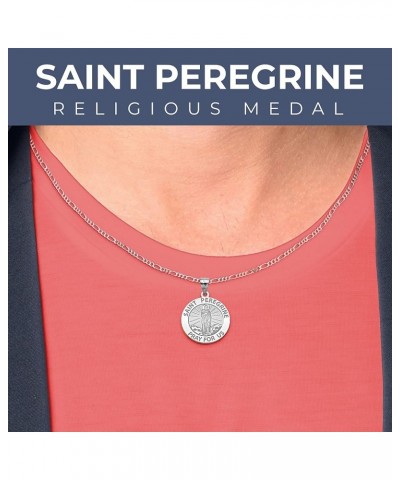 Saint Peregrine Religious Medal Only or Medal With Engraving - in Sterling Silver and 10K or 14K Gold 3/4 Inch Size of a Nick...