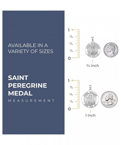 Saint Peregrine Religious Medal Only or Medal With Engraving - in Sterling Silver and 10K or 14K Gold 3/4 Inch Size of a Nick...