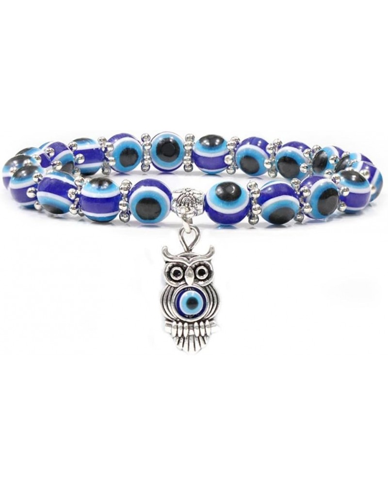 Evil Eye Bead Bracelet Blue Eye Hamsa Beaded Charm Stretch Bracelet Hand of Fatima Turkish Lucky Evil Eye Bracelet Good Luck ...