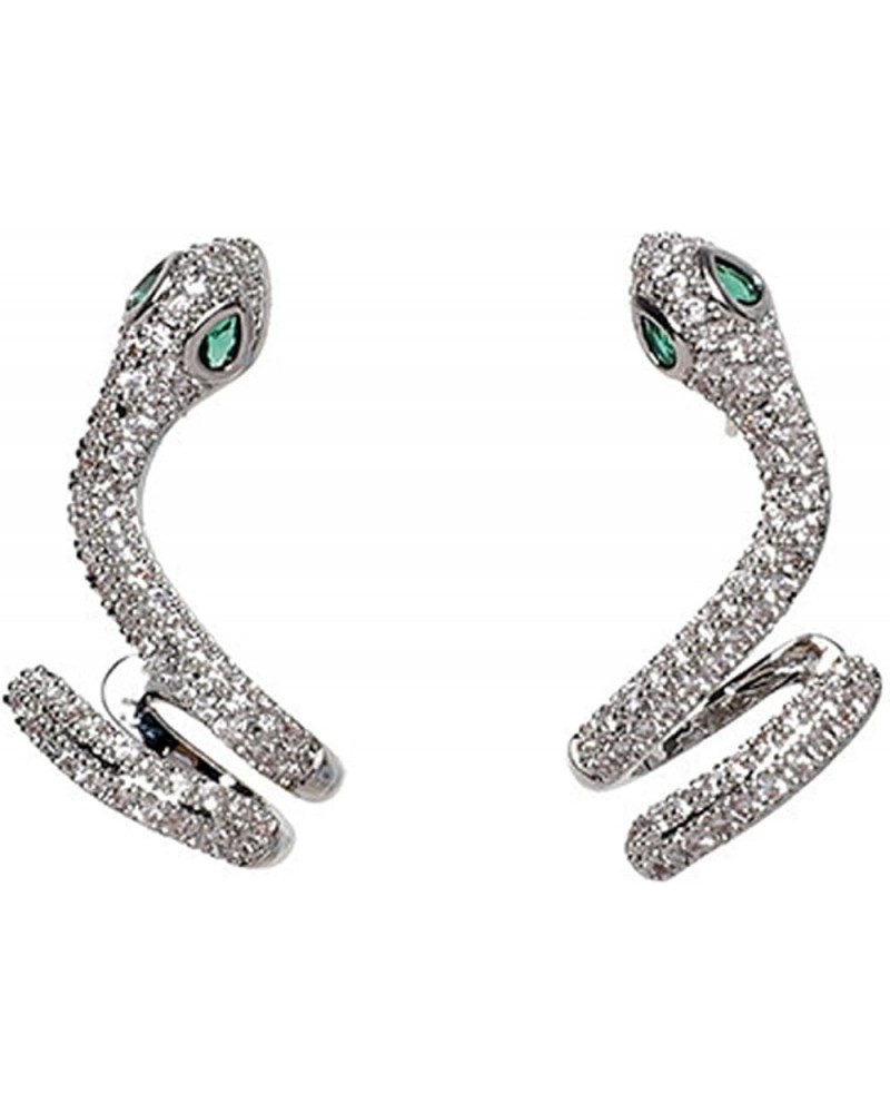 925 Sterling Silver Snake Ear Cuffs Earrings Shimmery Diamond Huggies Earrings for Women Girls Gifts A-9 $12.04 Earrings