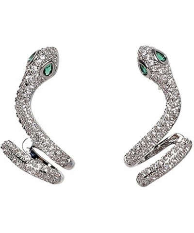 925 Sterling Silver Snake Ear Cuffs Earrings Shimmery Diamond Huggies Earrings for Women Girls Gifts A-9 $12.04 Earrings