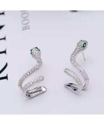 925 Sterling Silver Snake Ear Cuffs Earrings Shimmery Diamond Huggies Earrings for Women Girls Gifts A-9 $12.04 Earrings