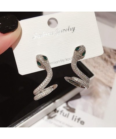 925 Sterling Silver Snake Ear Cuffs Earrings Shimmery Diamond Huggies Earrings for Women Girls Gifts A-9 $12.04 Earrings