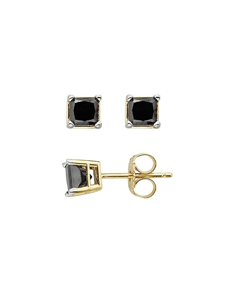 Princess cut Black Diamond Stud AAA Quality in White Gold & Yellow Gold yellow-gold 0.09 carats $26.63 Earrings