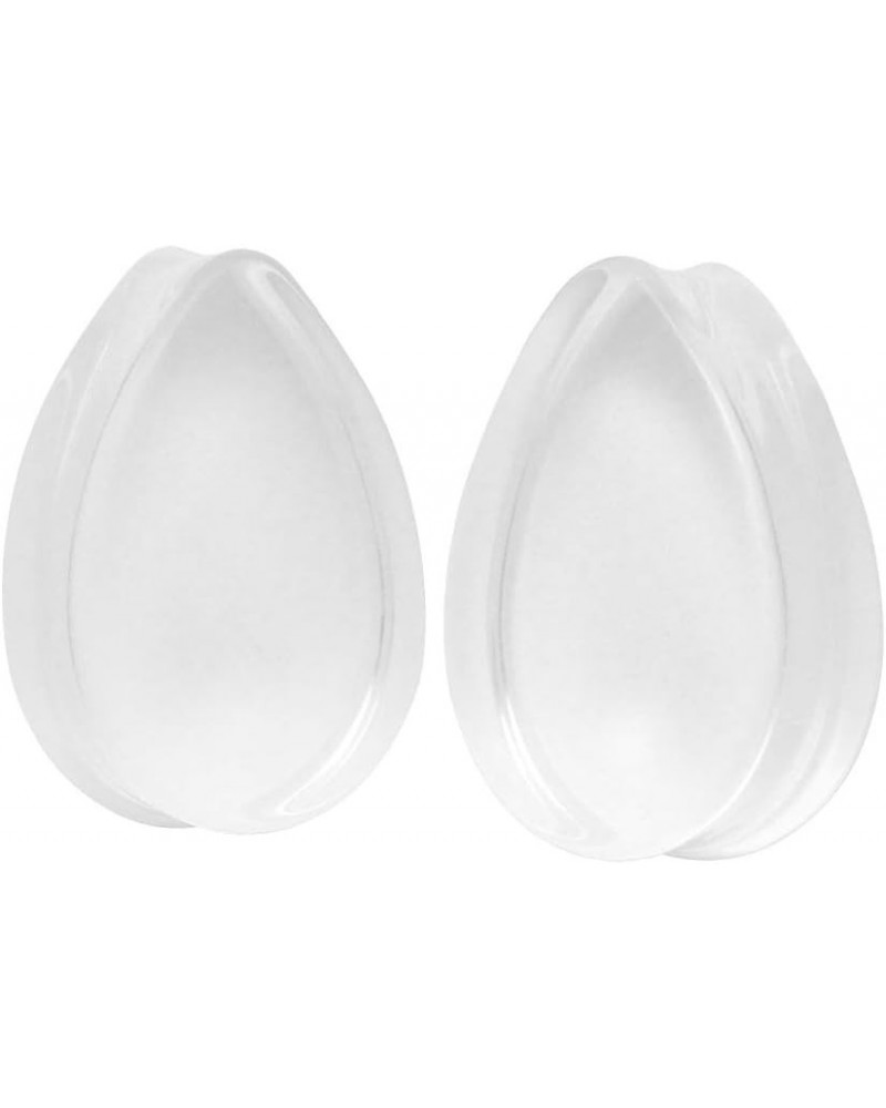 Pair of Clear Glass Teardrop Double Flare Plugs (PG-545) 1-1/8" (28mm) $11.92 Body Jewelry