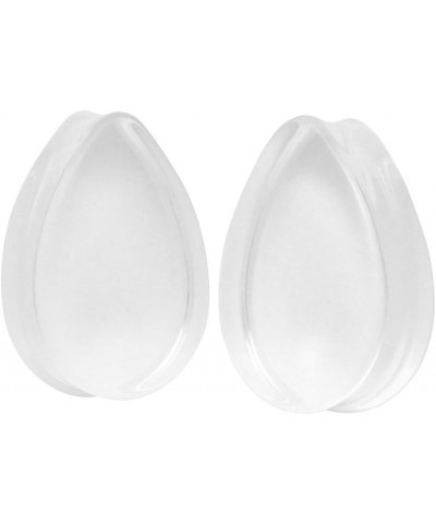 Pair of Clear Glass Teardrop Double Flare Plugs (PG-545) 1-1/8" (28mm) $11.92 Body Jewelry