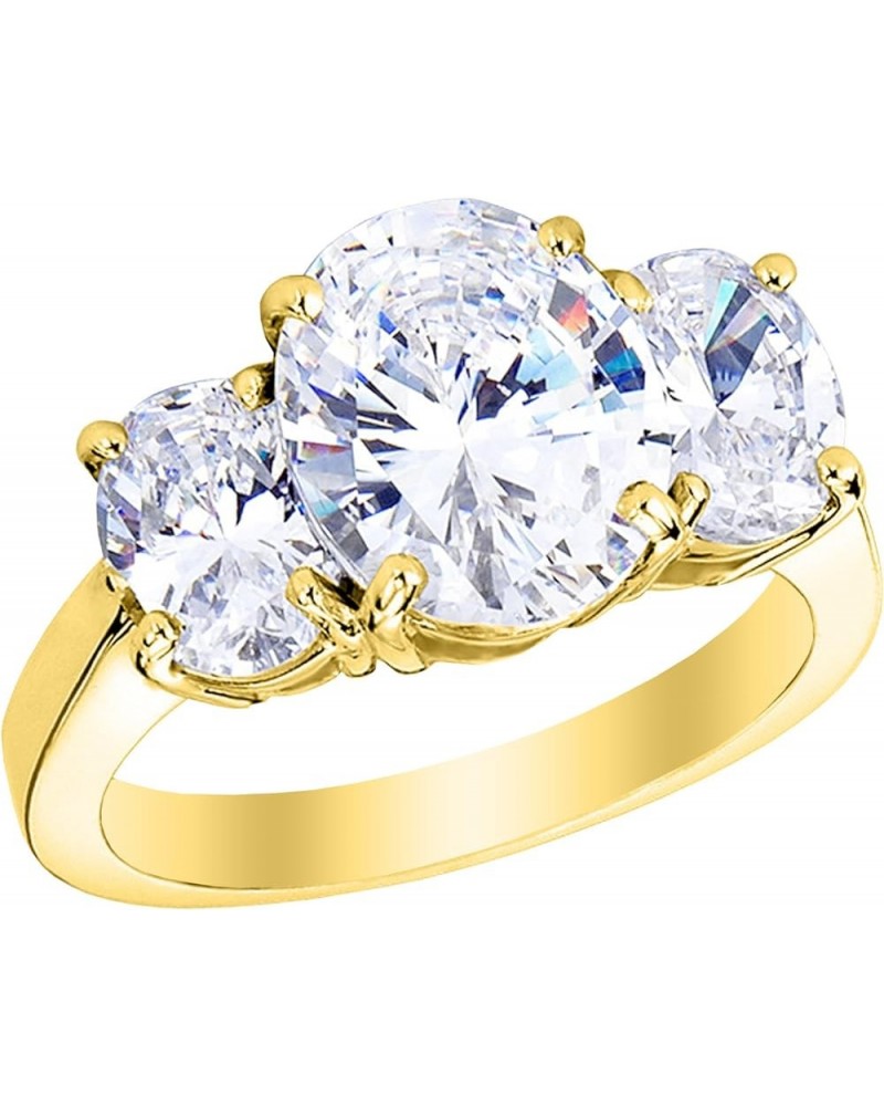 3 Three Stone Oval Diamond Engagement Ring 14K Yellow Gold (H-I Color Ultra Premium) 4.0 carats $1.00 Rings