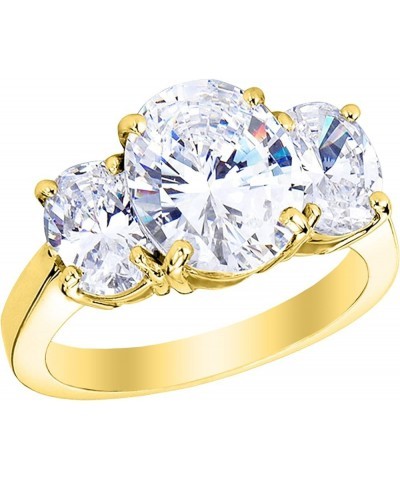 3 Three Stone Oval Diamond Engagement Ring 14K Yellow Gold (H-I Color Ultra Premium) 4.0 carats $1.00 Rings