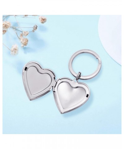 Silver Heart Locket Keychains For Women Black Silver Locket Key chain that Hold Pictures Photo Keychian for Girls Heart Silve...