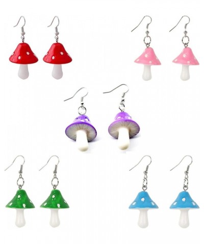 Handmade Colorful Mushroom Shape Dangle Earrings Sweet Fresh Chic Charm Mushroom Pendant Drop Earrings for Women Girls Funny ...