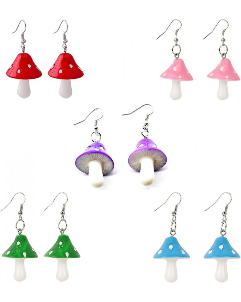 Handmade Colorful Mushroom Shape Dangle Earrings Sweet Fresh Chic Charm Mushroom Pendant Drop Earrings for Women Girls Funny ...