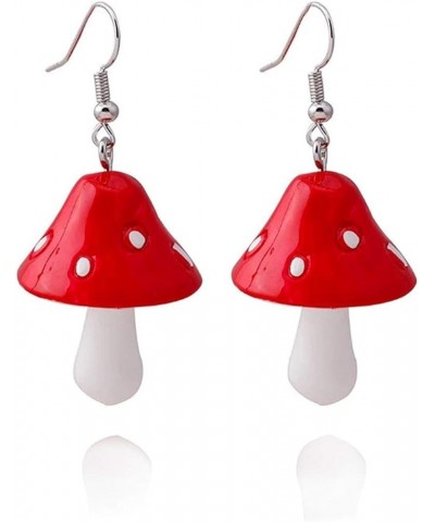 Handmade Colorful Mushroom Shape Dangle Earrings Sweet Fresh Chic Charm Mushroom Pendant Drop Earrings for Women Girls Funny ...