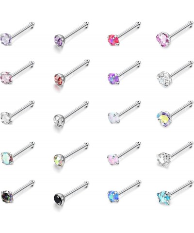 Hypoallergenic Nose Rings 20Pcs 18G 20G Surgical Stainless Steel Nose Ring Studs L Shaped Screw Threadless Push In Nose Studs...