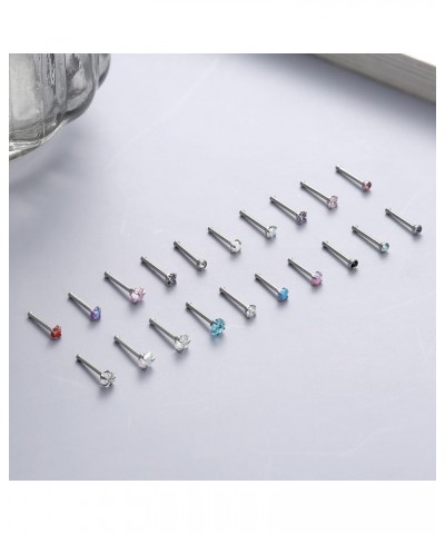 Hypoallergenic Nose Rings 20Pcs 18G 20G Surgical Stainless Steel Nose Ring Studs L Shaped Screw Threadless Push In Nose Studs...