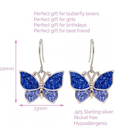 Sapphire Blue Butterfly Crystal Sterling Silver Necklace with an Elegant Jewelry Box Gift for Girls & Women – Gift for Mother...