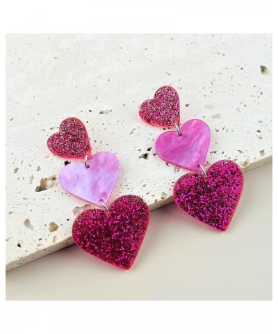 Trendy Love Heart Drop Dangle Earrings For Women Glitter Enamel Long Heart Earrings Acrylic Statement Earrings Christmas Vale...