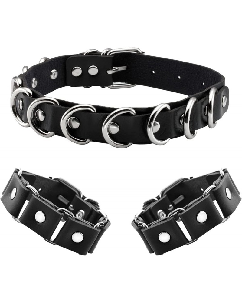 Punk Choker Bracelet Spike Collar Neckalce PU Leather Wristband Cuff Adjustable Goth Jewelry D:1 Choker+2 Bracelets $6.75 Nec...