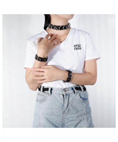 Punk Choker Bracelet Spike Collar Neckalce PU Leather Wristband Cuff Adjustable Goth Jewelry D:1 Choker+2 Bracelets $6.75 Nec...