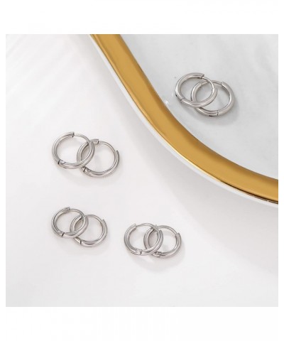 5-10 Pairs Silver Gold Hoop Earrings for Women, Small Stainless Steel Hypoallergenic Earrings Set Mens Girls Lightweight Nick...