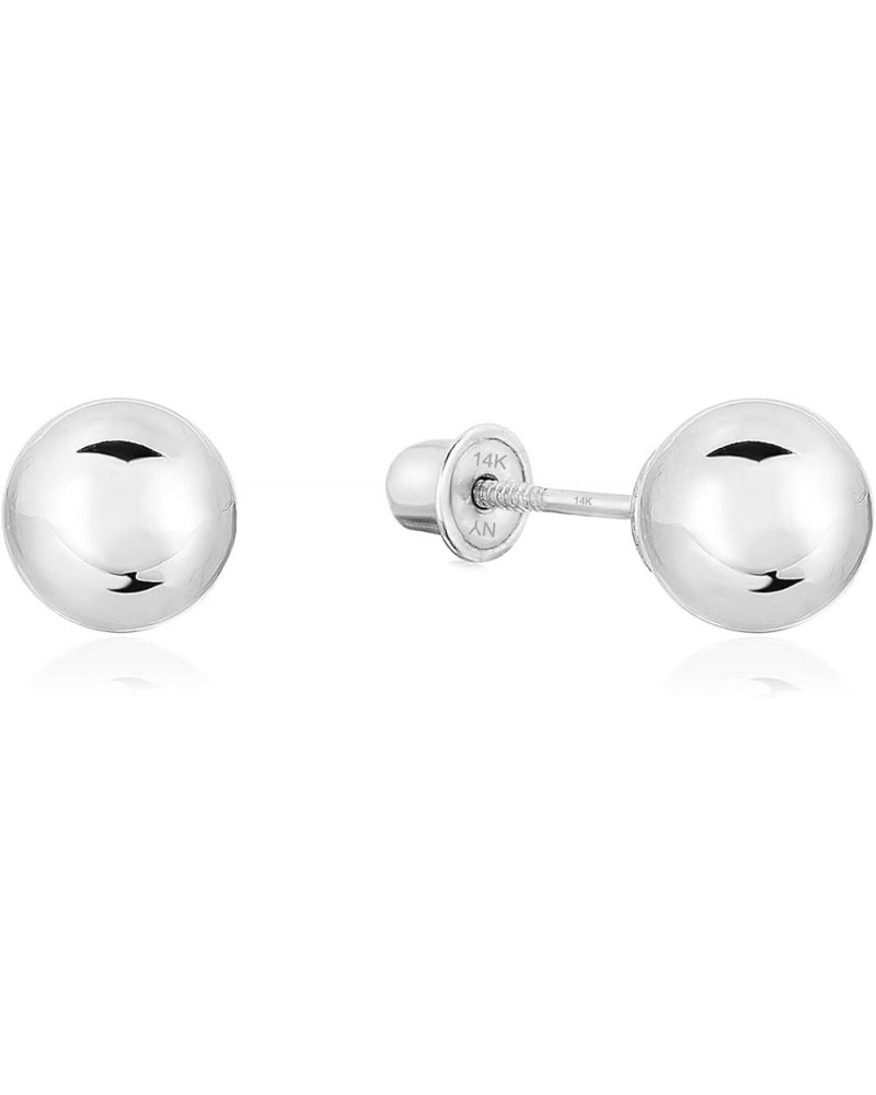 14k White Gold Ball Stud Earrings with Secure Screw-backs 6mm $23.19 Earrings