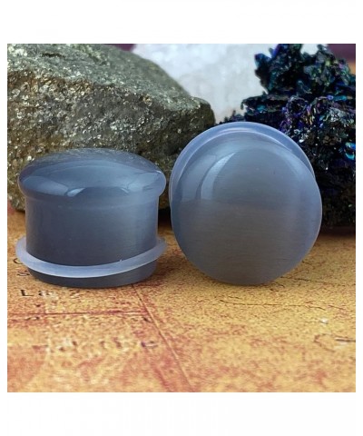 Pair of Grey Cat Eye Single Flare Plugs (STN-744) 1/2" (12mm) $9.05 Body Jewelry