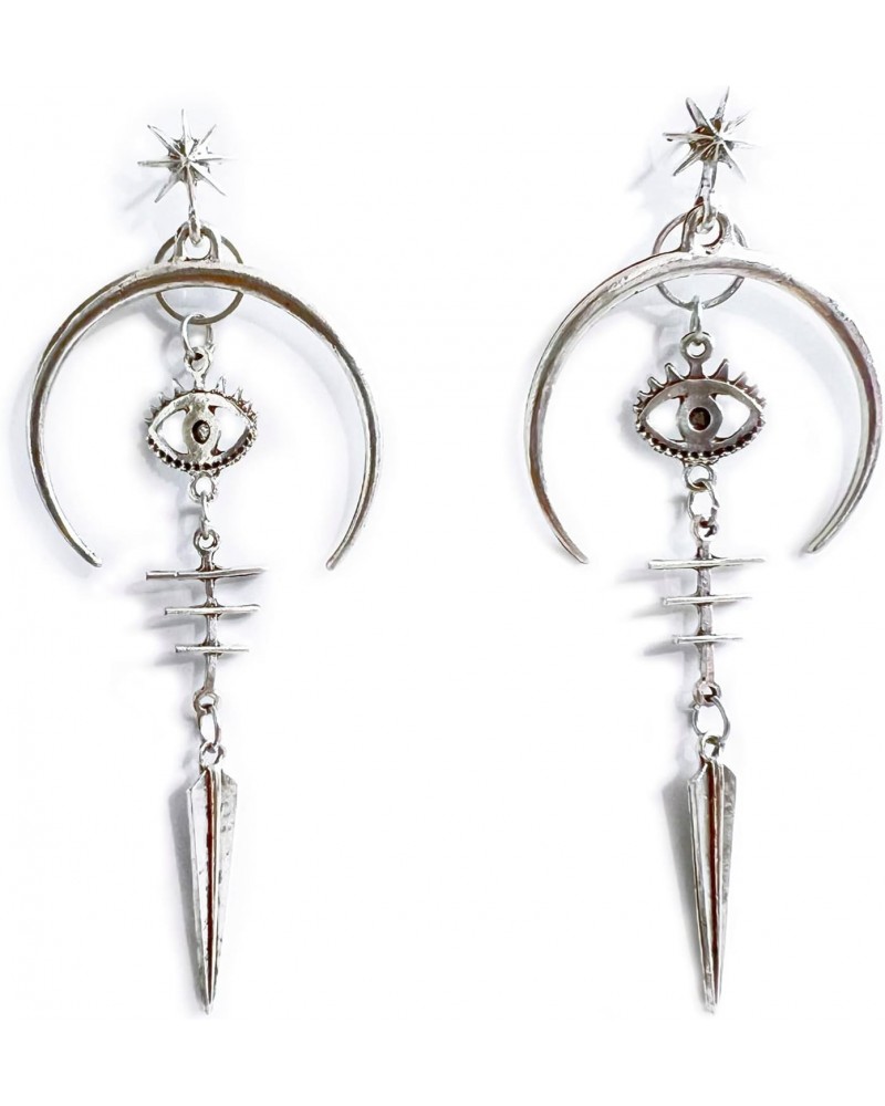 Gothic Evil Eyes Star Dangle Drop Earrings Dagger Fishbone Viking Vintage Crescent Moon Semicircle Earrings for Women Jewelry...